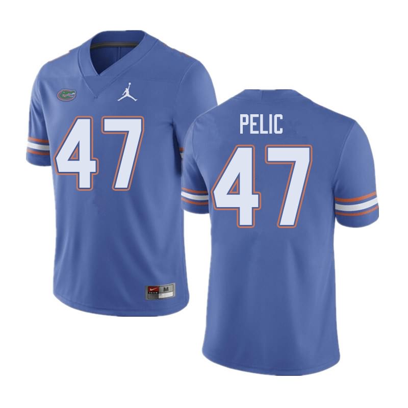 Men's NCAA Florida Gators Justin Pelic #47 Stitched Authentic Jordan Brand Blue College Football Jersey SFB1165KF